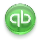 Green circular QuickBooks logo with white lowercase qb letters in the center.