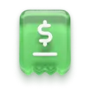 Green app icon with a white dollar symbol above a horizontal line resembling a receipt.