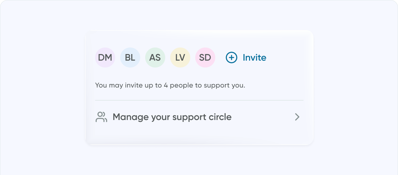 Solace Support Circle interface