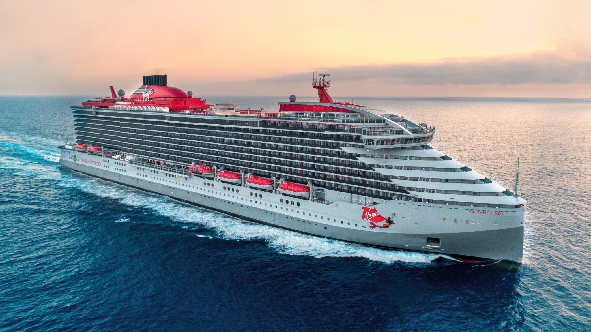 Virgin Voyages Valiant Lady sailing at sea