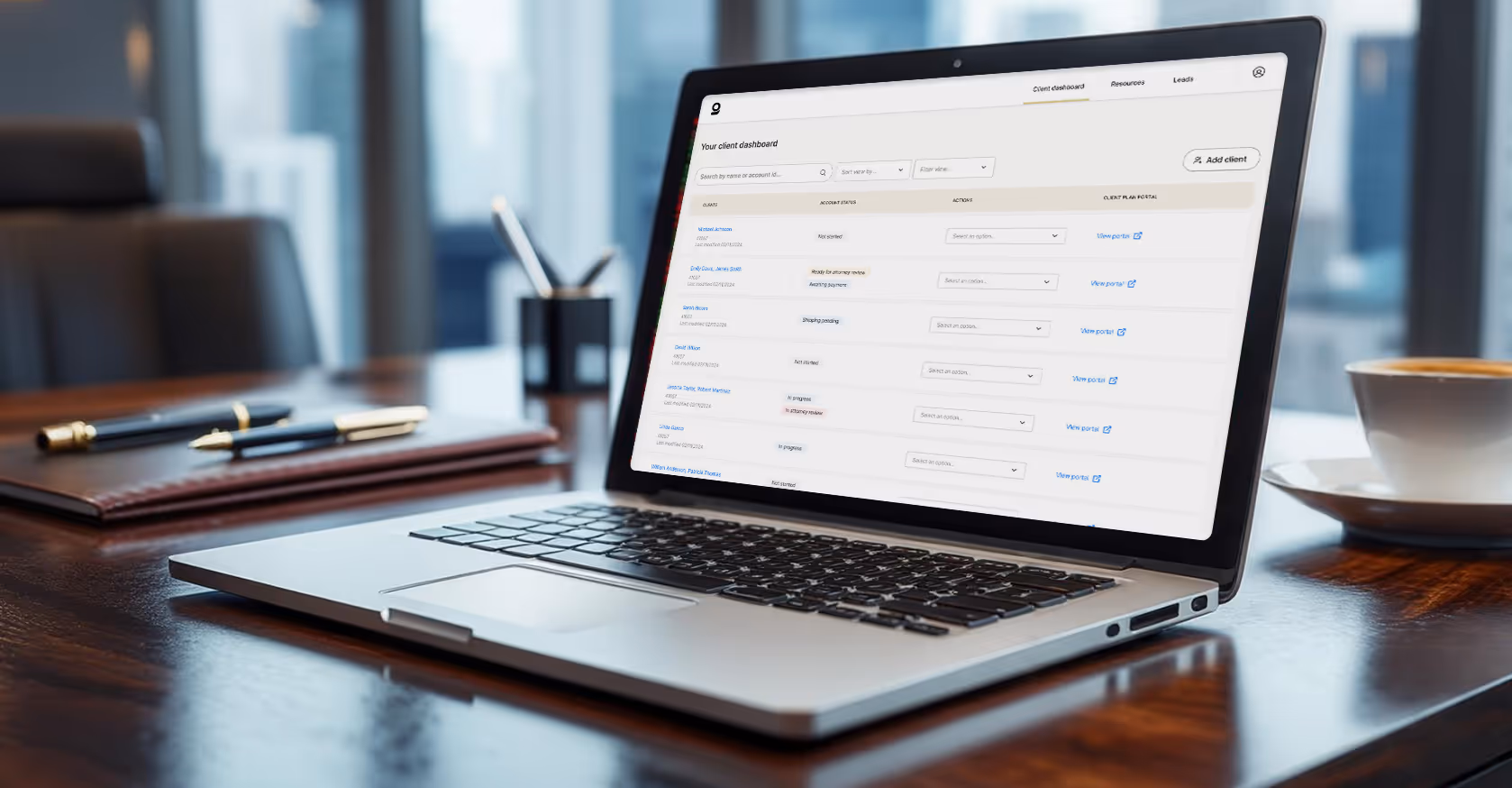 Estate Guru client dashboard on a laptop
