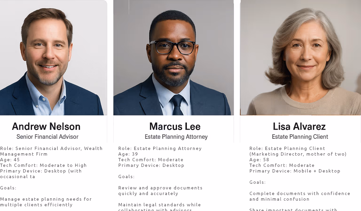 Estate Guru personas for advisors, attorneys, and clients