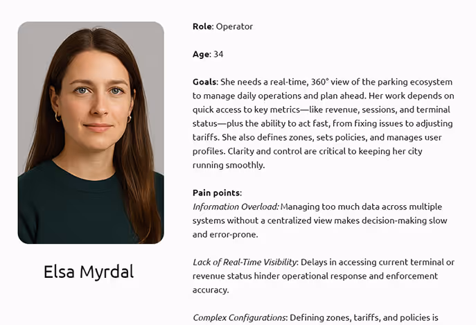 Operator persona developed from research with city parking teams