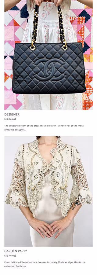 Homepage section featuring press coverage and the South Congress storefront