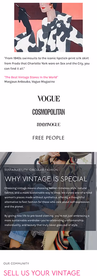 Curated collection browsing on the Feathers homepage