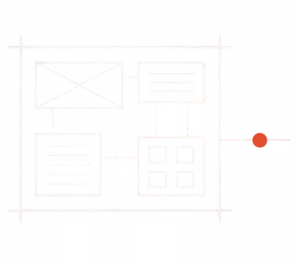 A single wireframe screen layout enclosed by corner registration marks