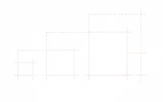 Three squares stepping progressively larger from left to right