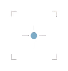 Corner brackets framing a single marked point, like a viewfinder