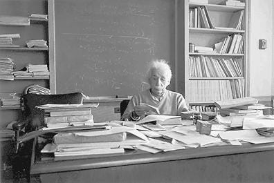 Einstein at his desk, Princeton, New Jersey, circa 1955