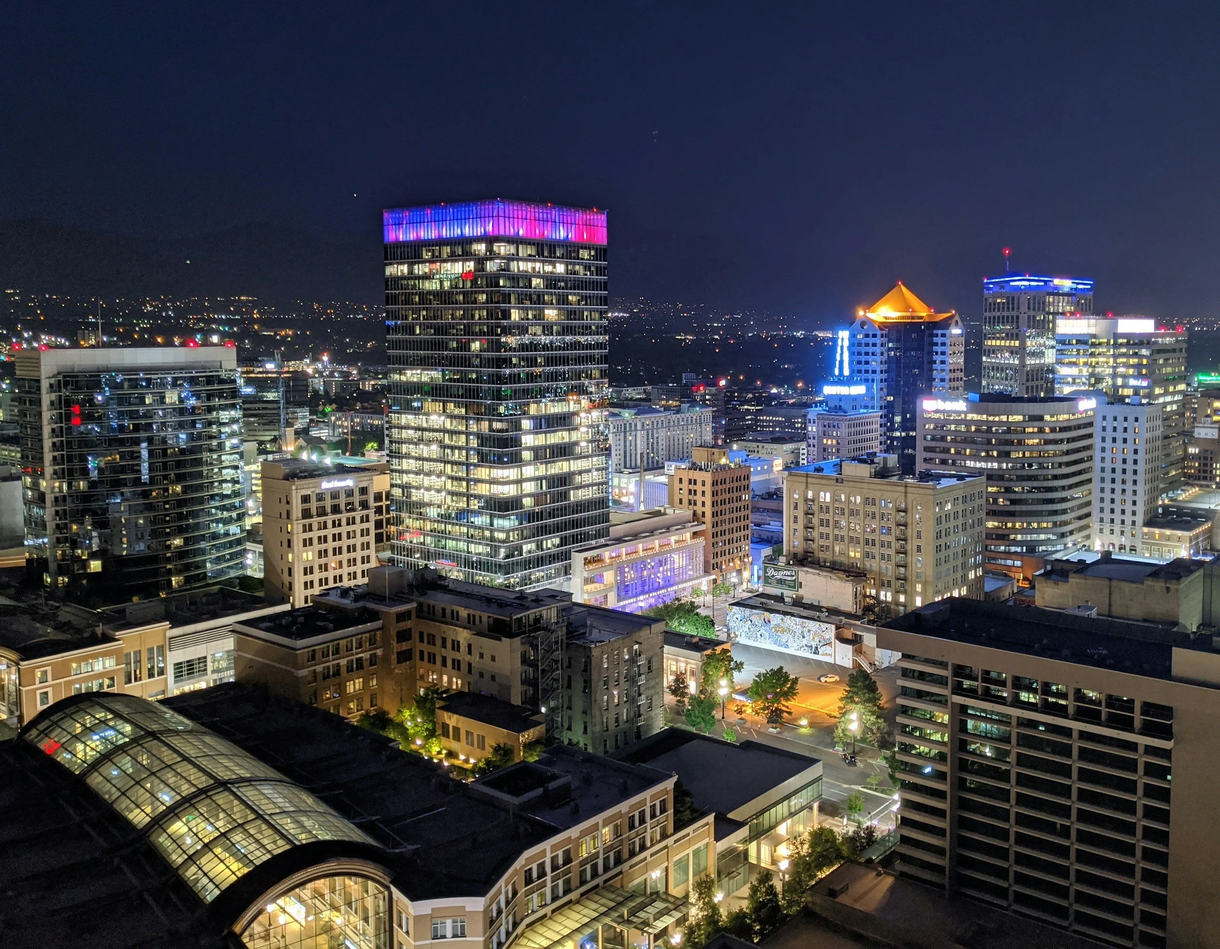 Downtown Salt Lake City skyline at night