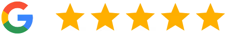Shows the Google 'G' symbol with 5 stars adjacent to it indicating this was  5-star Google review from their Google Business Profile.