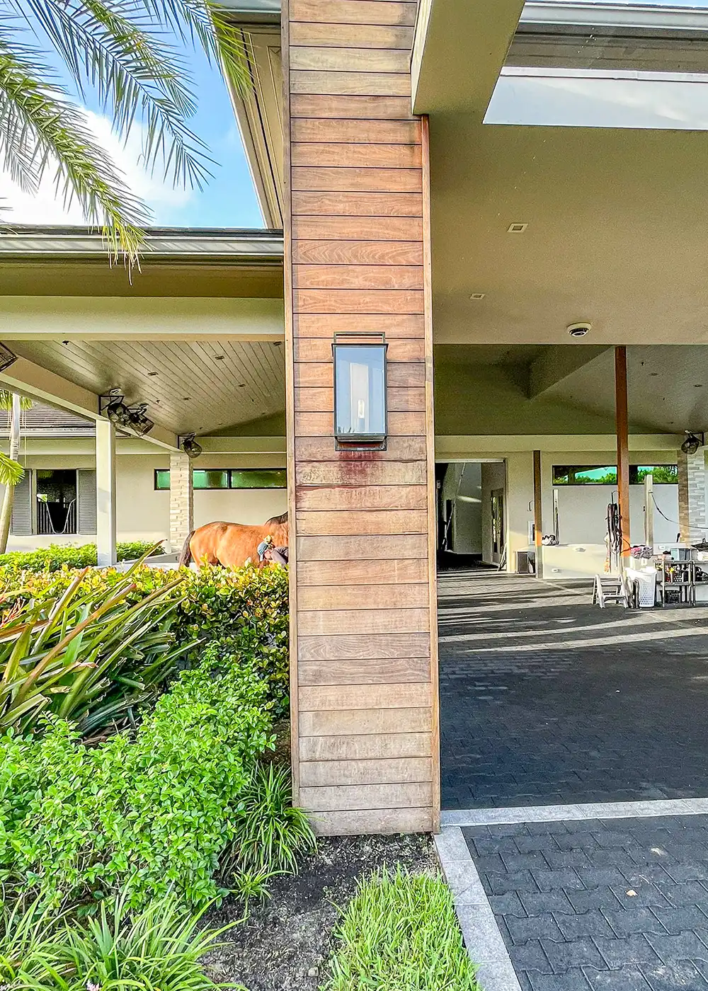 Exterior architectural wood columns on a Palm Beach County property