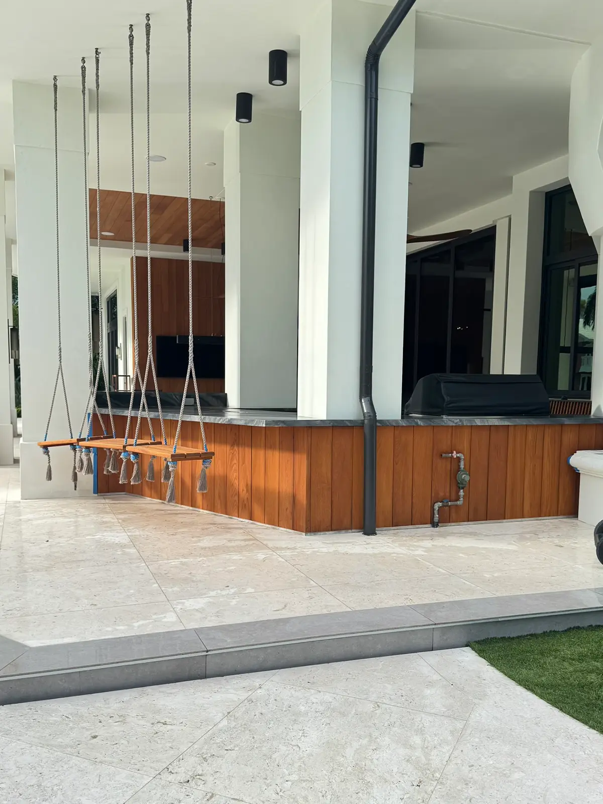 Weathered gray wood caused by sun and moisture exposure in Florida