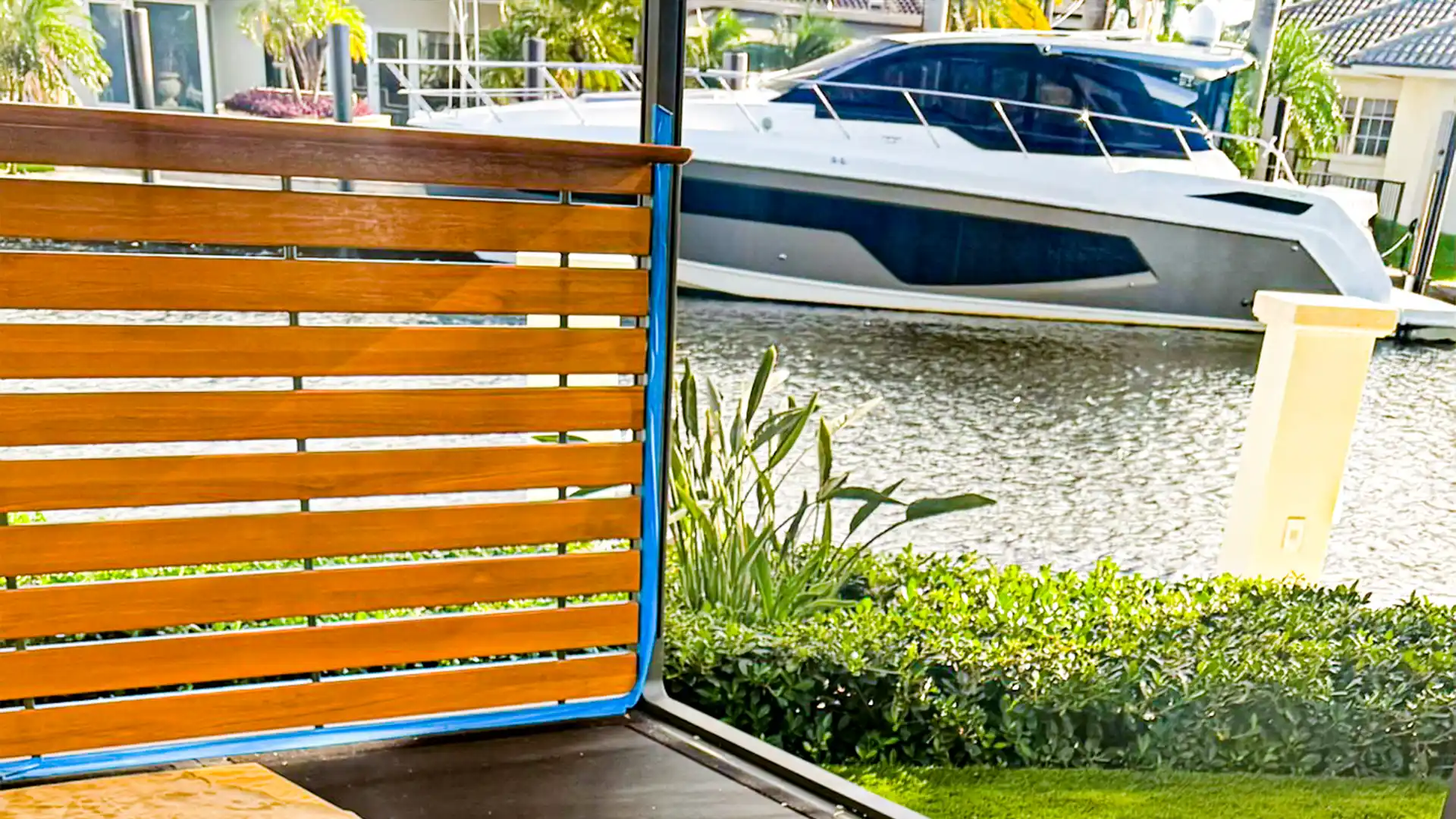 Exterior wood restoration work at a property in Palm Beach County