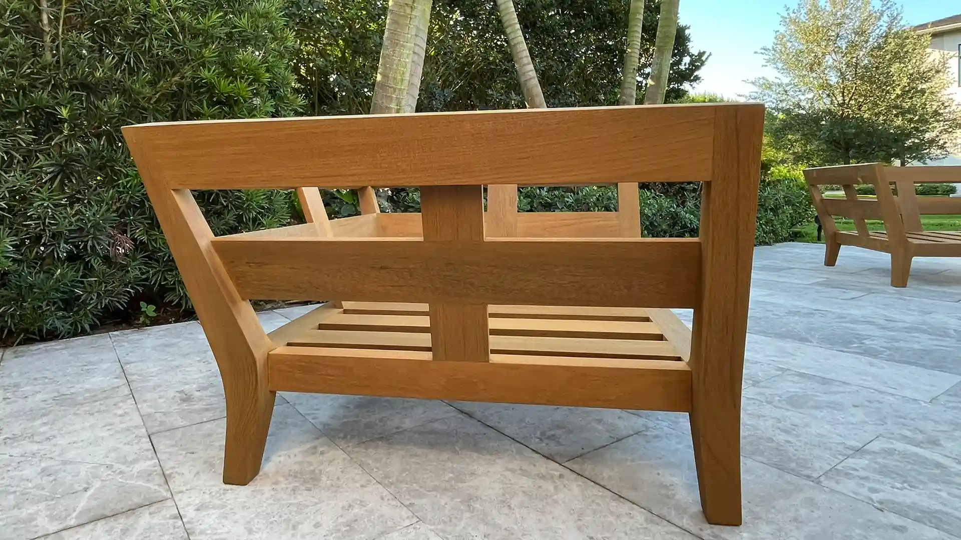 Teak armchair after professional refinishing