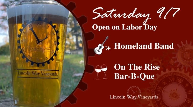 Open Labor Day! Food and Tunes with On The Rise Bar-B-Que and Homeland Band
