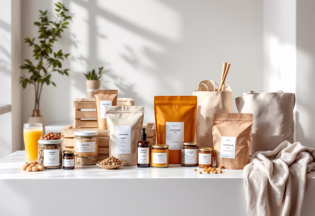 Assortment of consumer retail products on display