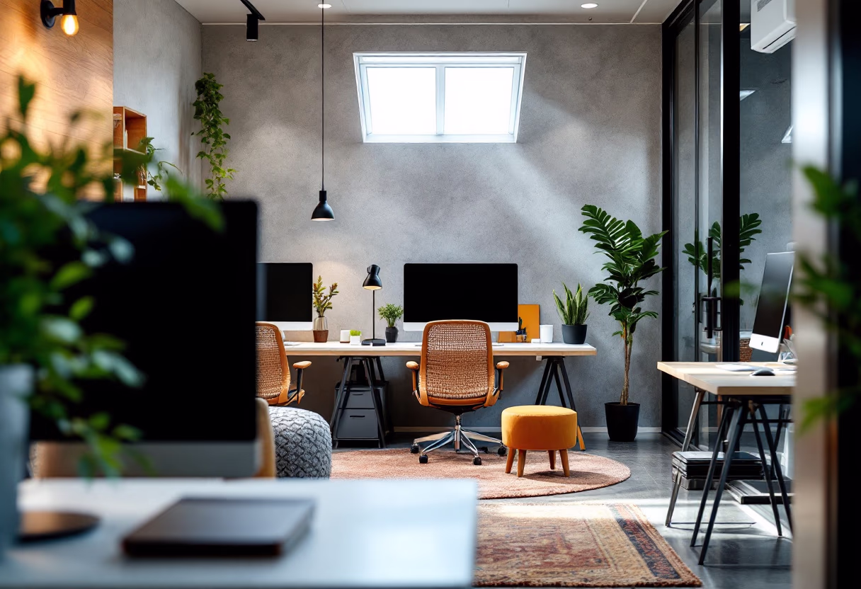 Office workspace with computers