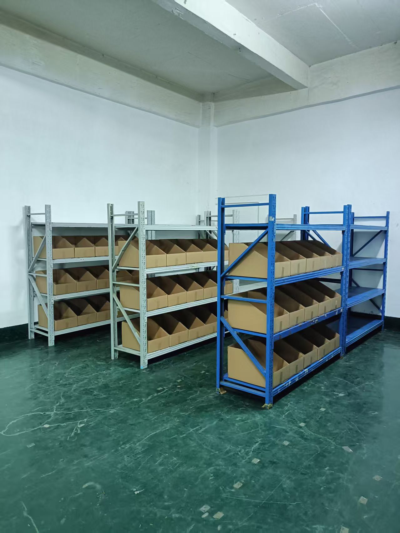 Barcoded shelving inside the Omina China warehouse