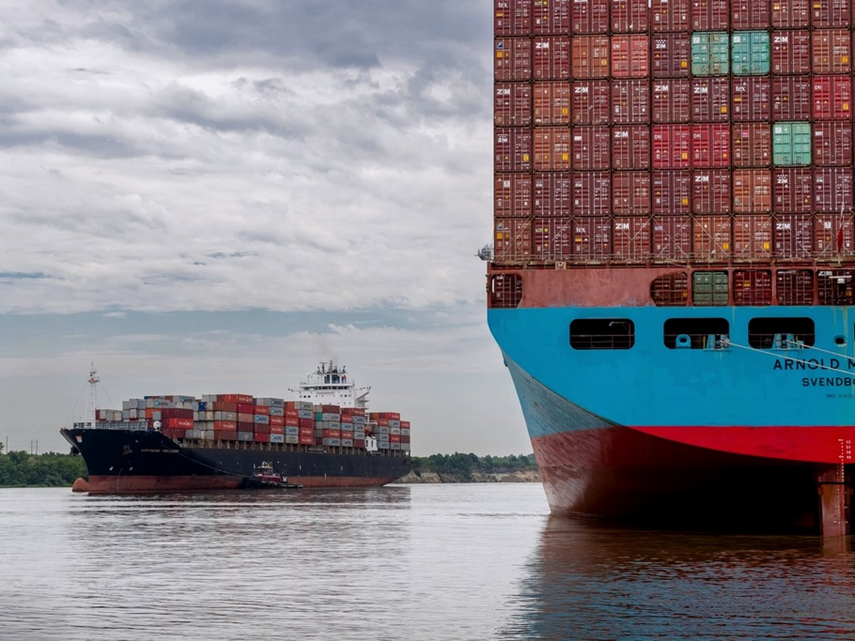Container ship carrying export freight from China