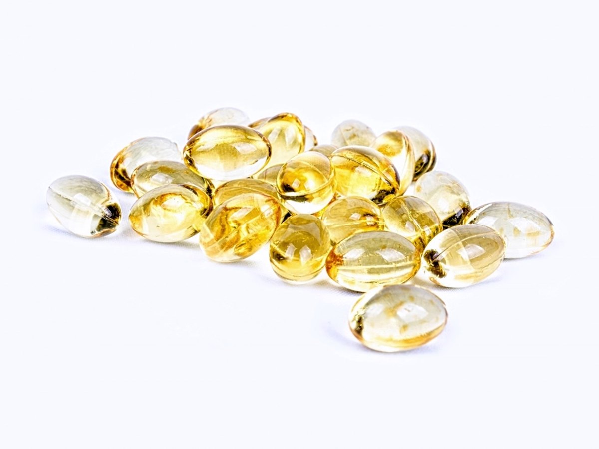 Golden softgel capsules