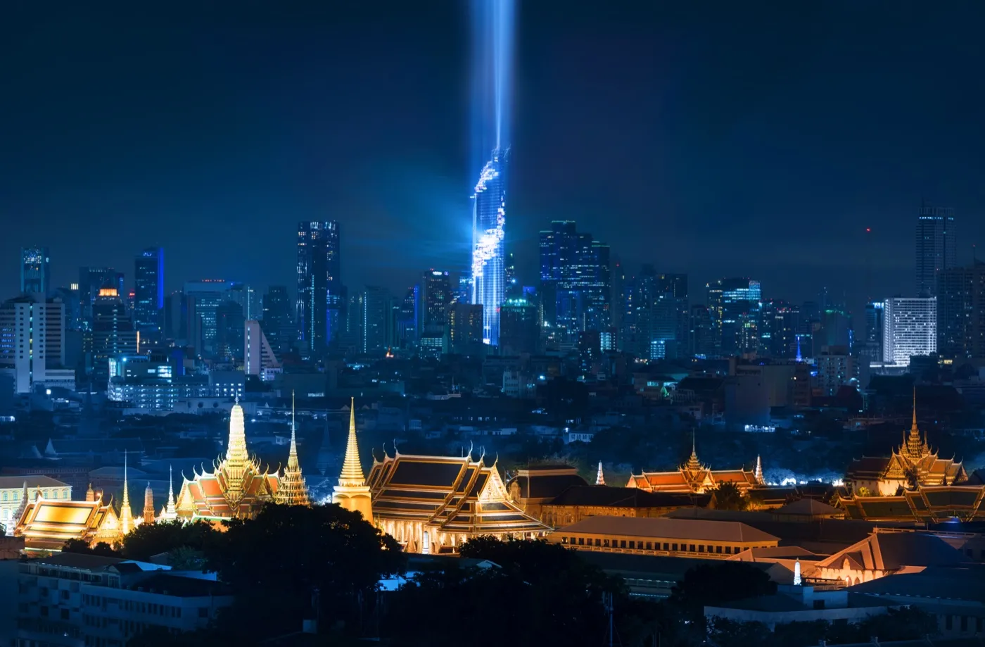 MahaNakhon mixed-use landmark at night