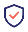 Shield outline with a checkmark inside symbolizing security or protection.