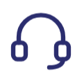 Simple headset icon with microphone representing audio communication or call support.