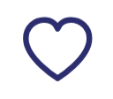 Simple outline of a heart shape in dark blue on a white background.
