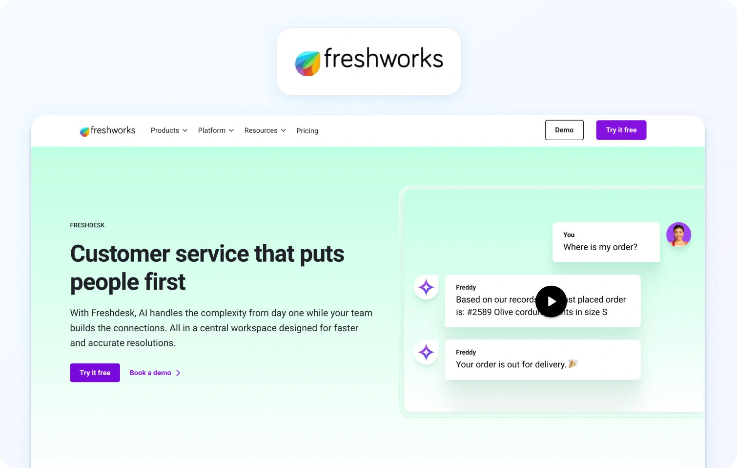Freshworks homepage view