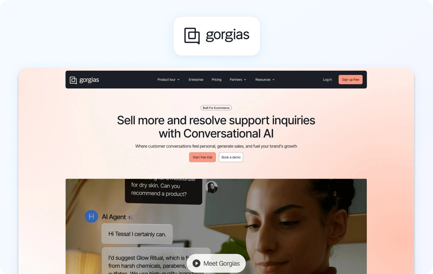 Gorgias homepage view