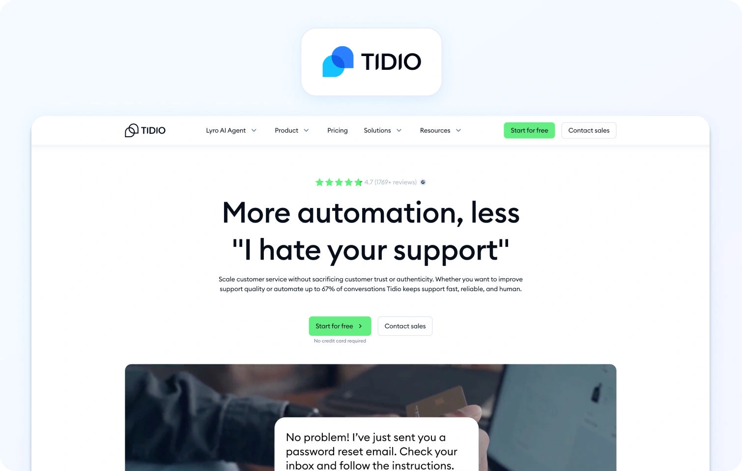 Tidio homepage view