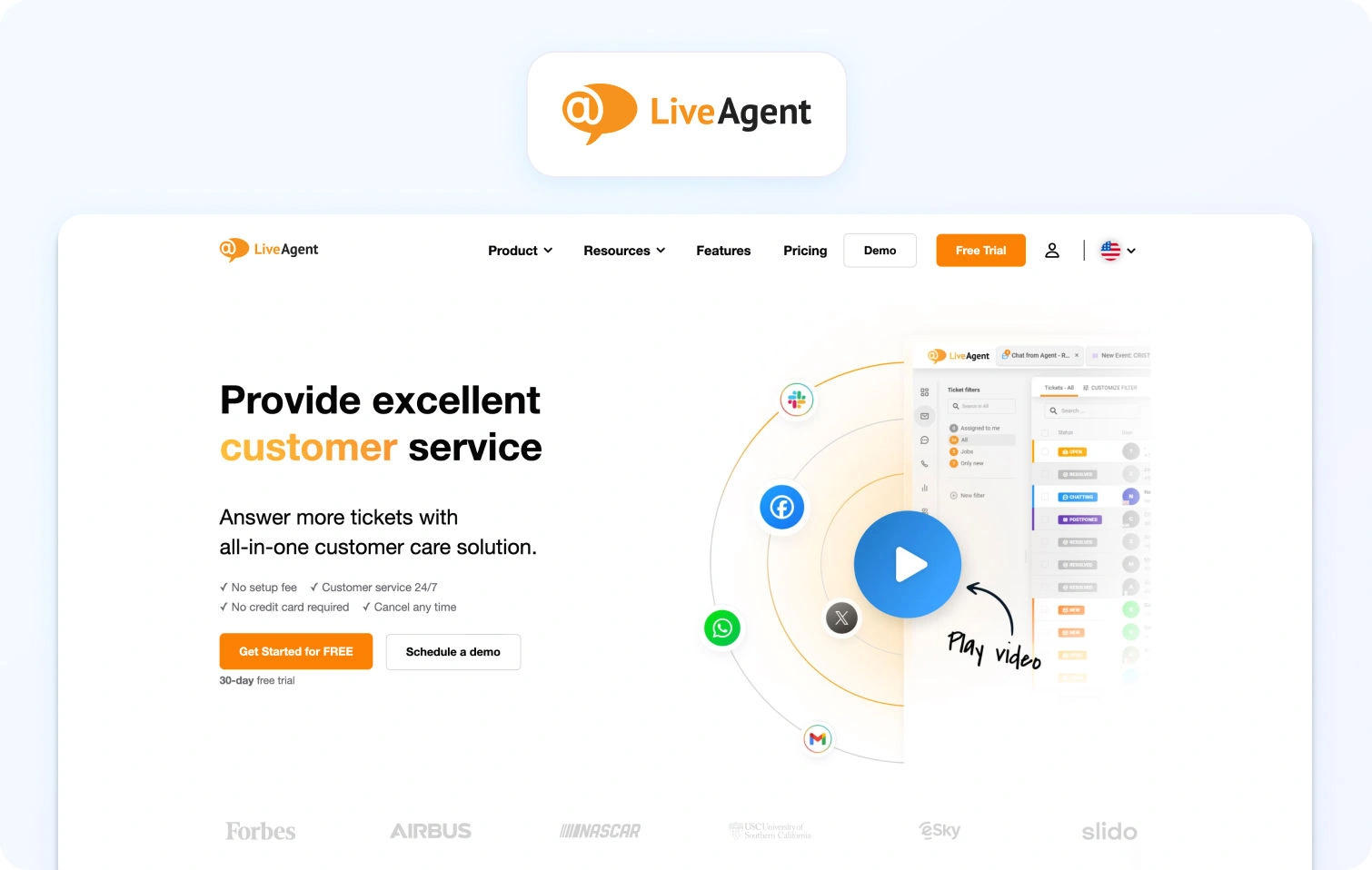 LiveAgent homepage view