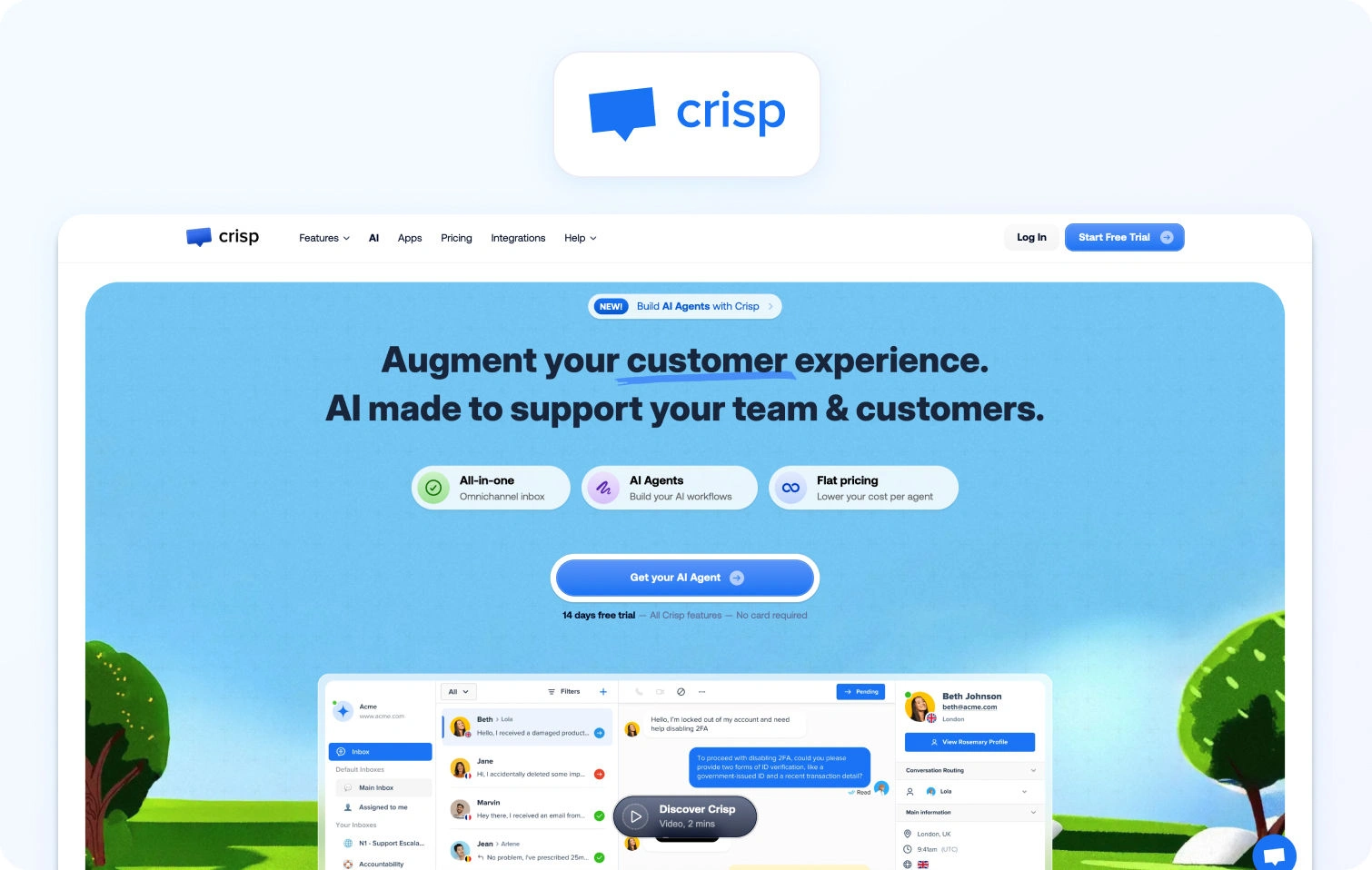 Crisp homepage view