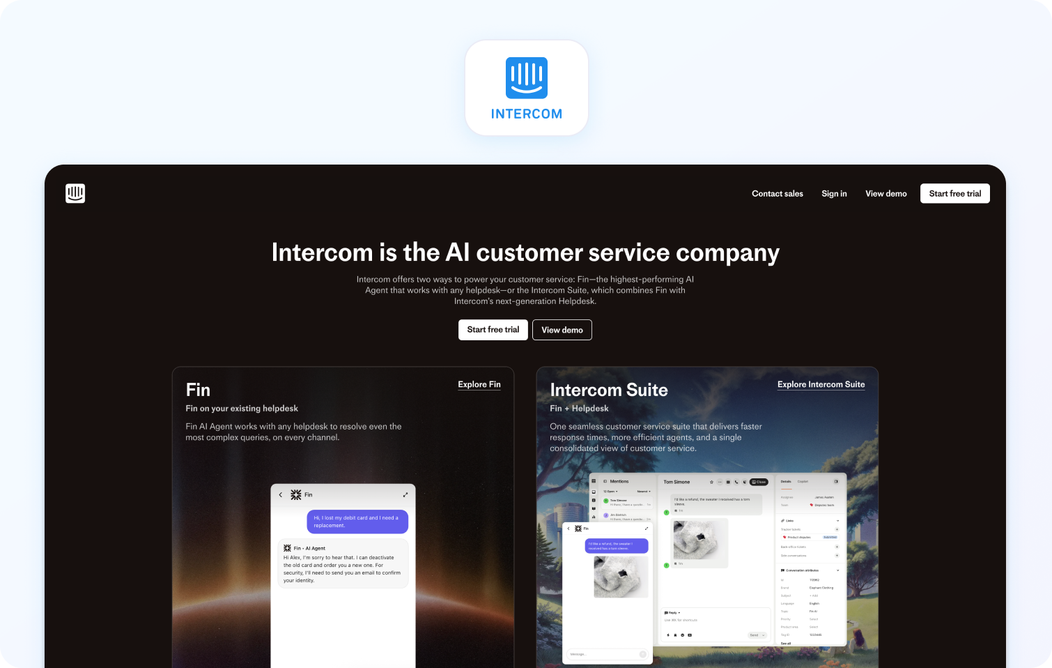 intercom homepage