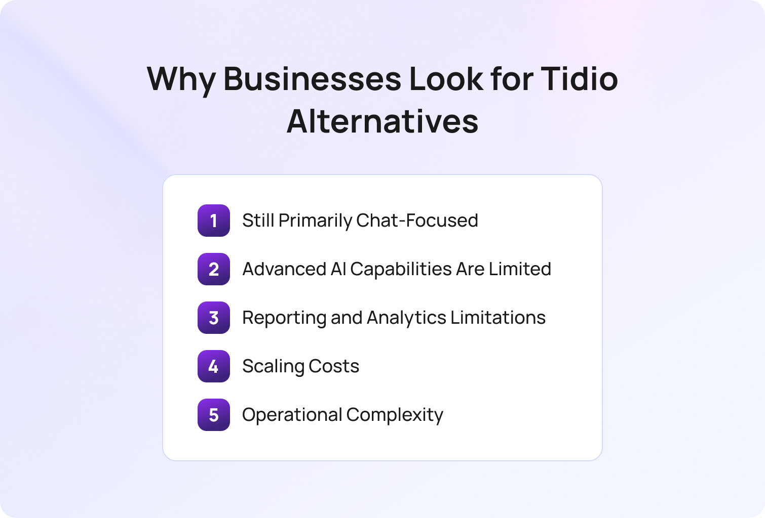 why businesses look for tidio alternatives