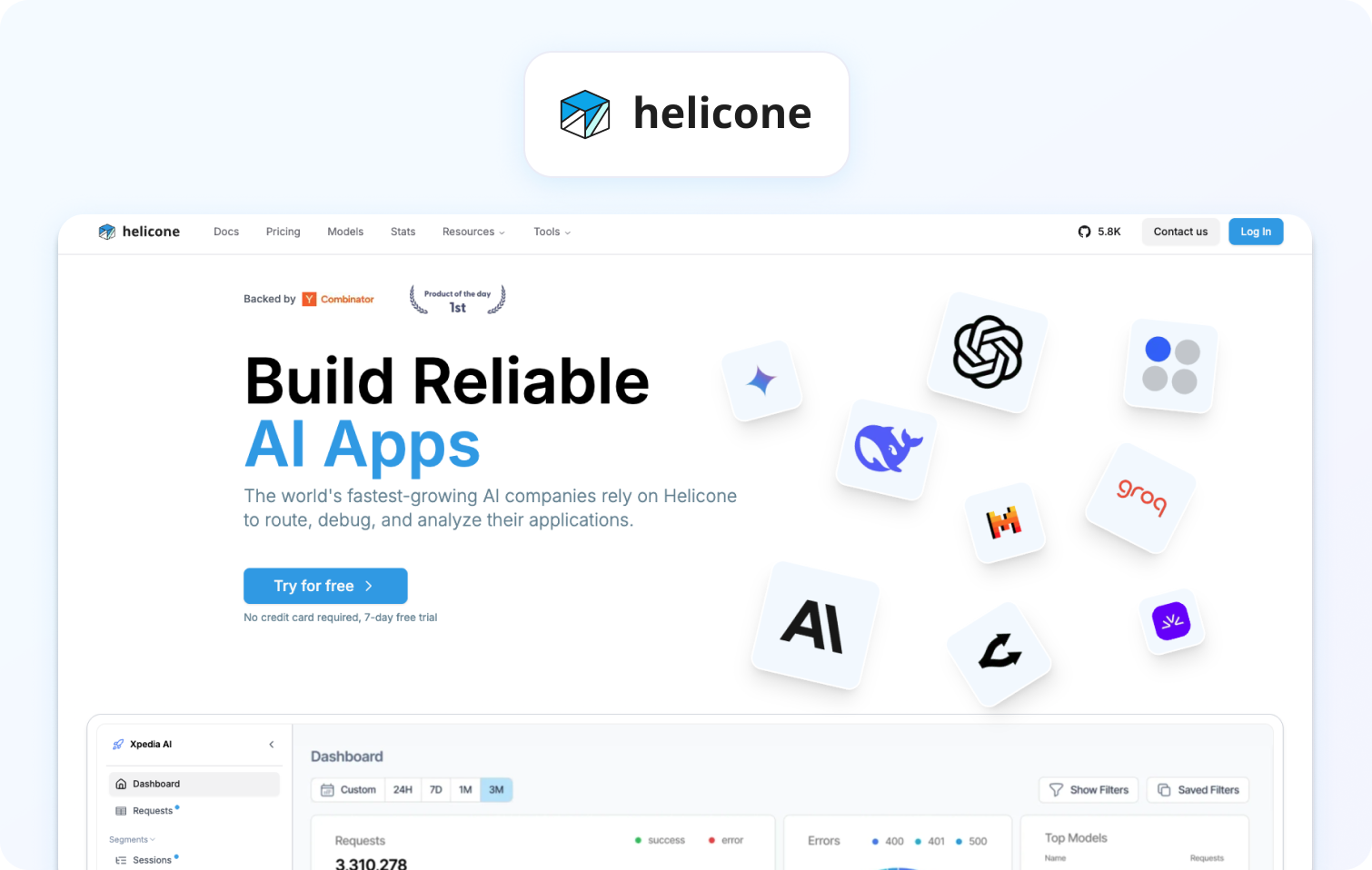 helicone homepage