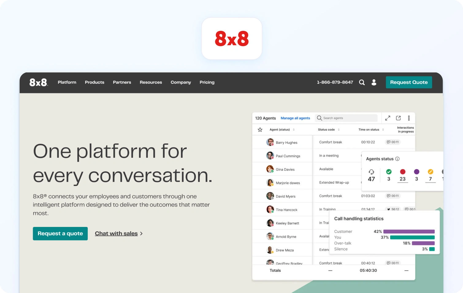 8x8 homepage view