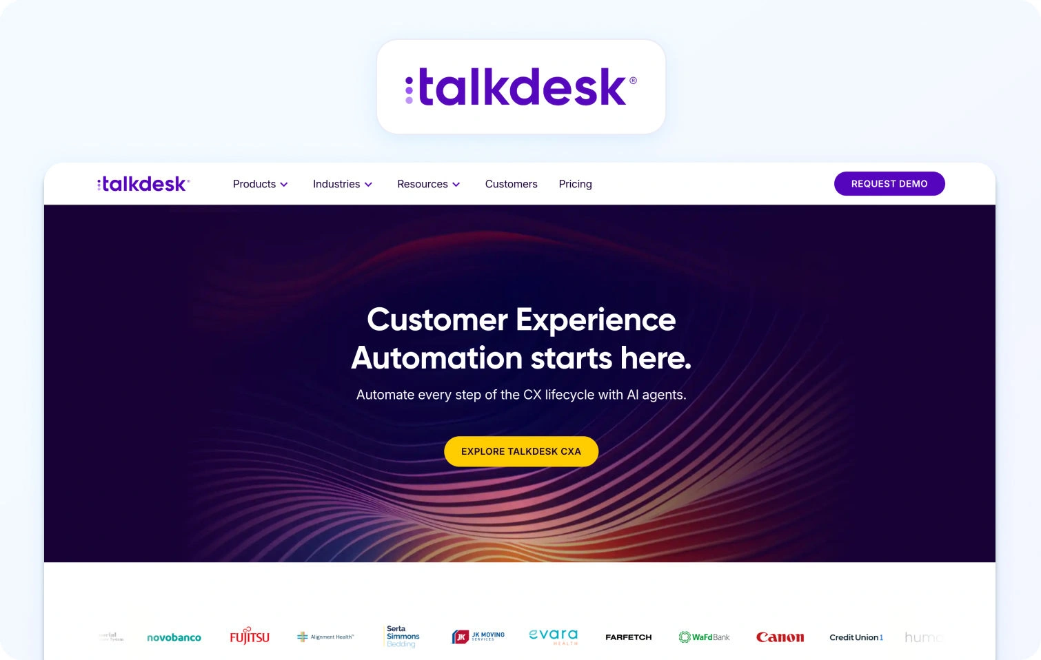 Talkdesk homepage view
