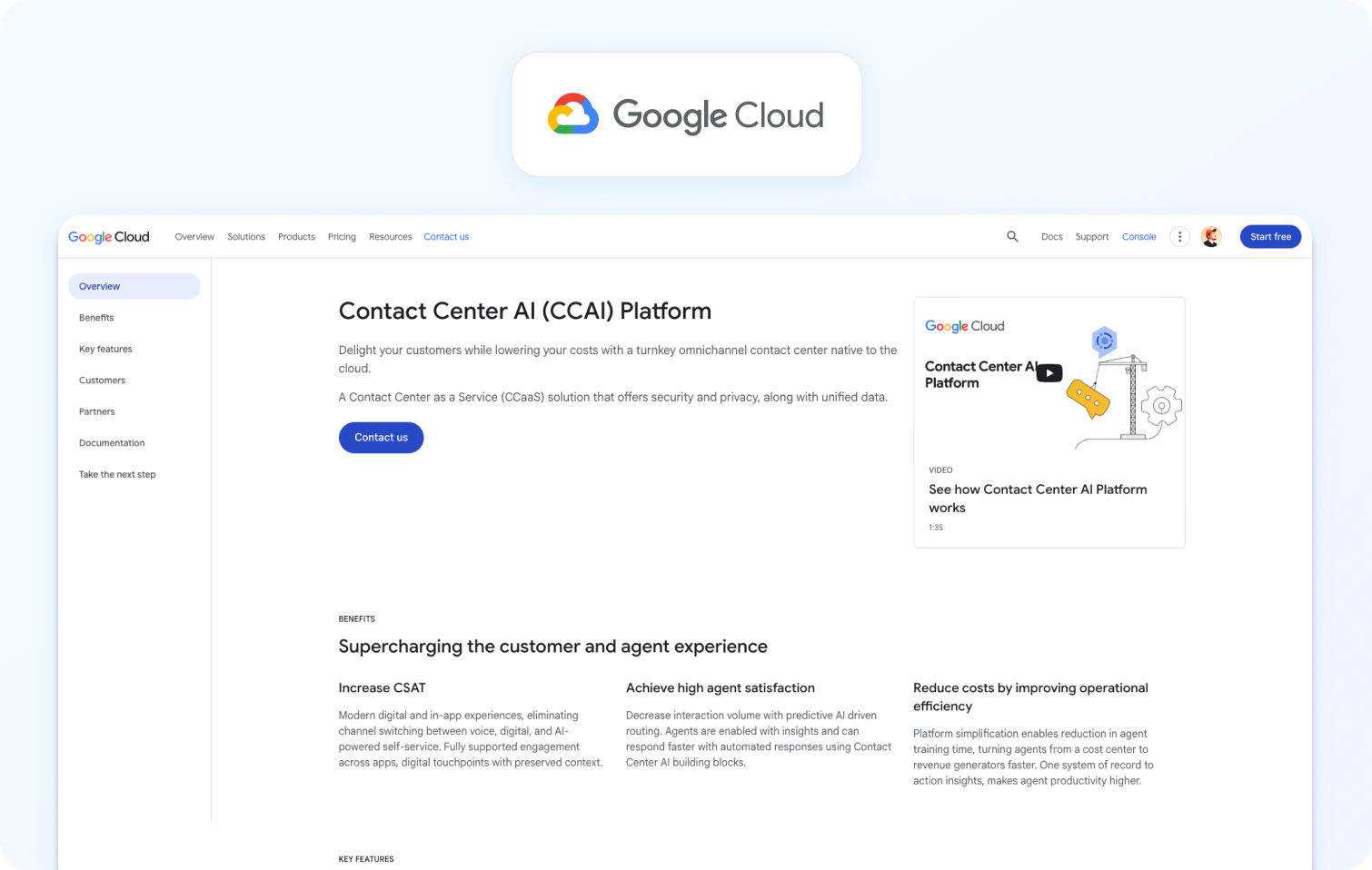 google cloud ccai homepage