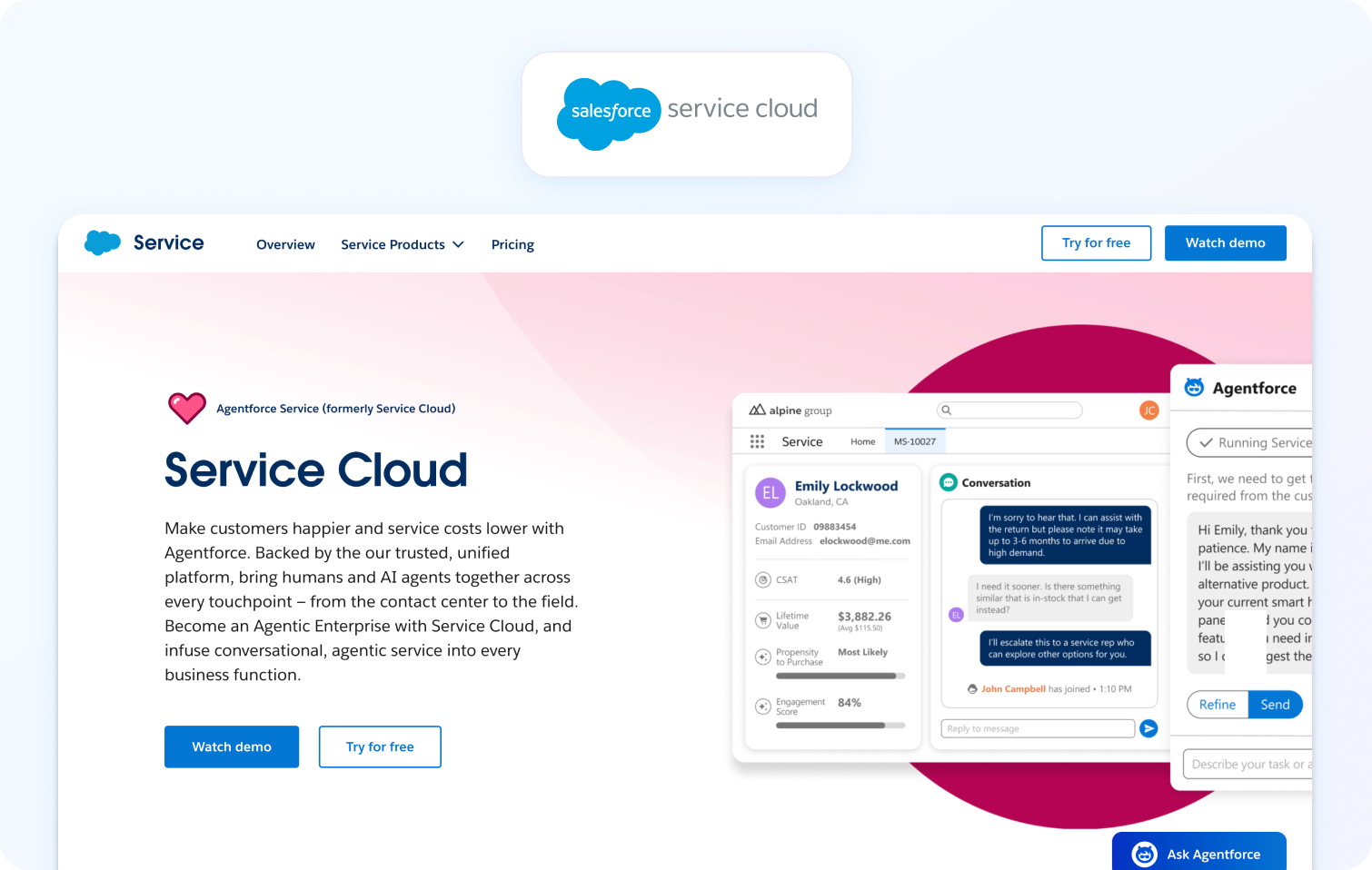 salesforce service cloud homepage