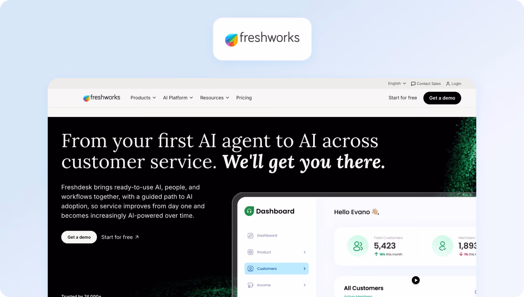 Freshdesk homepage