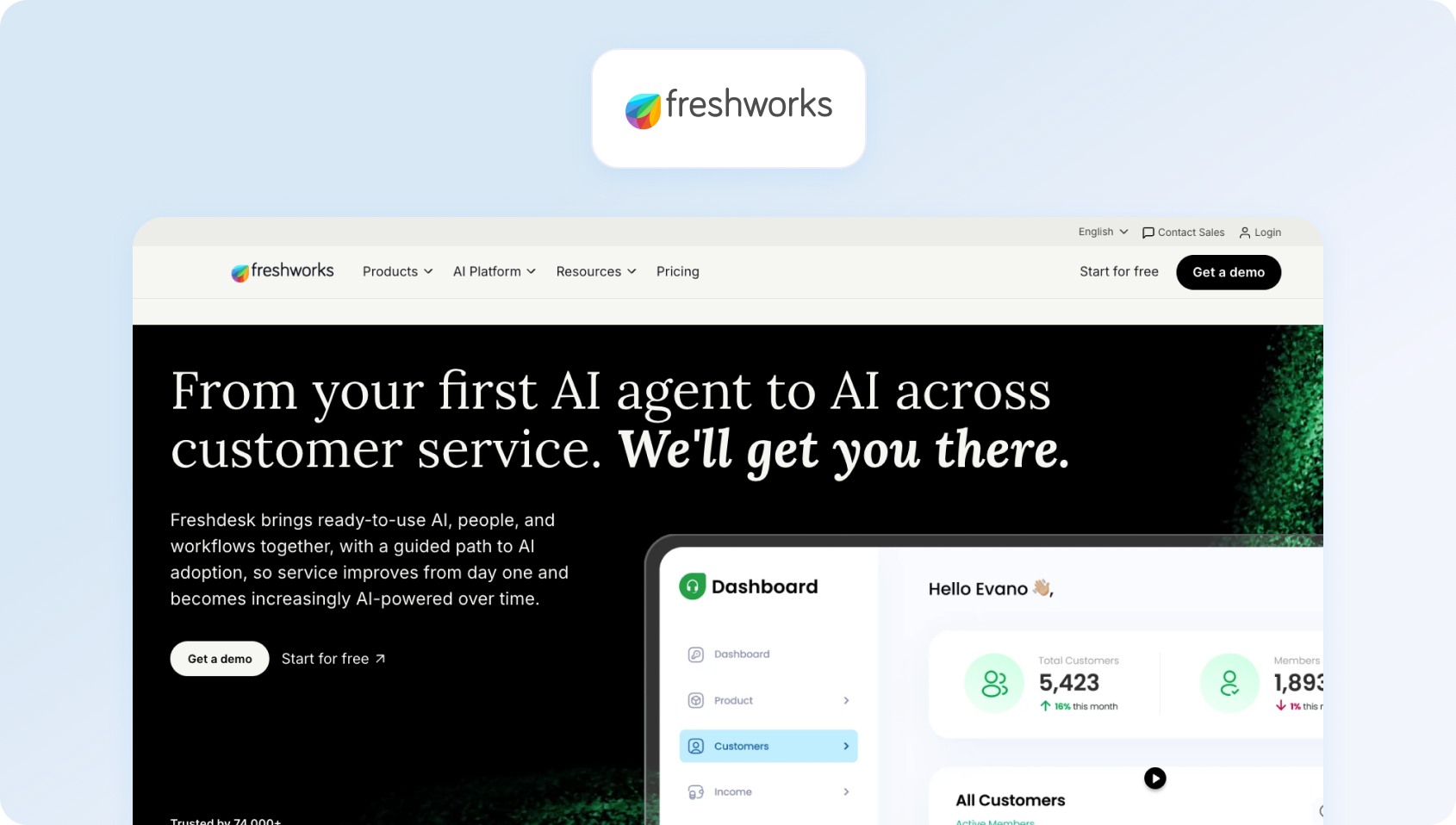 Freshdesk homepage