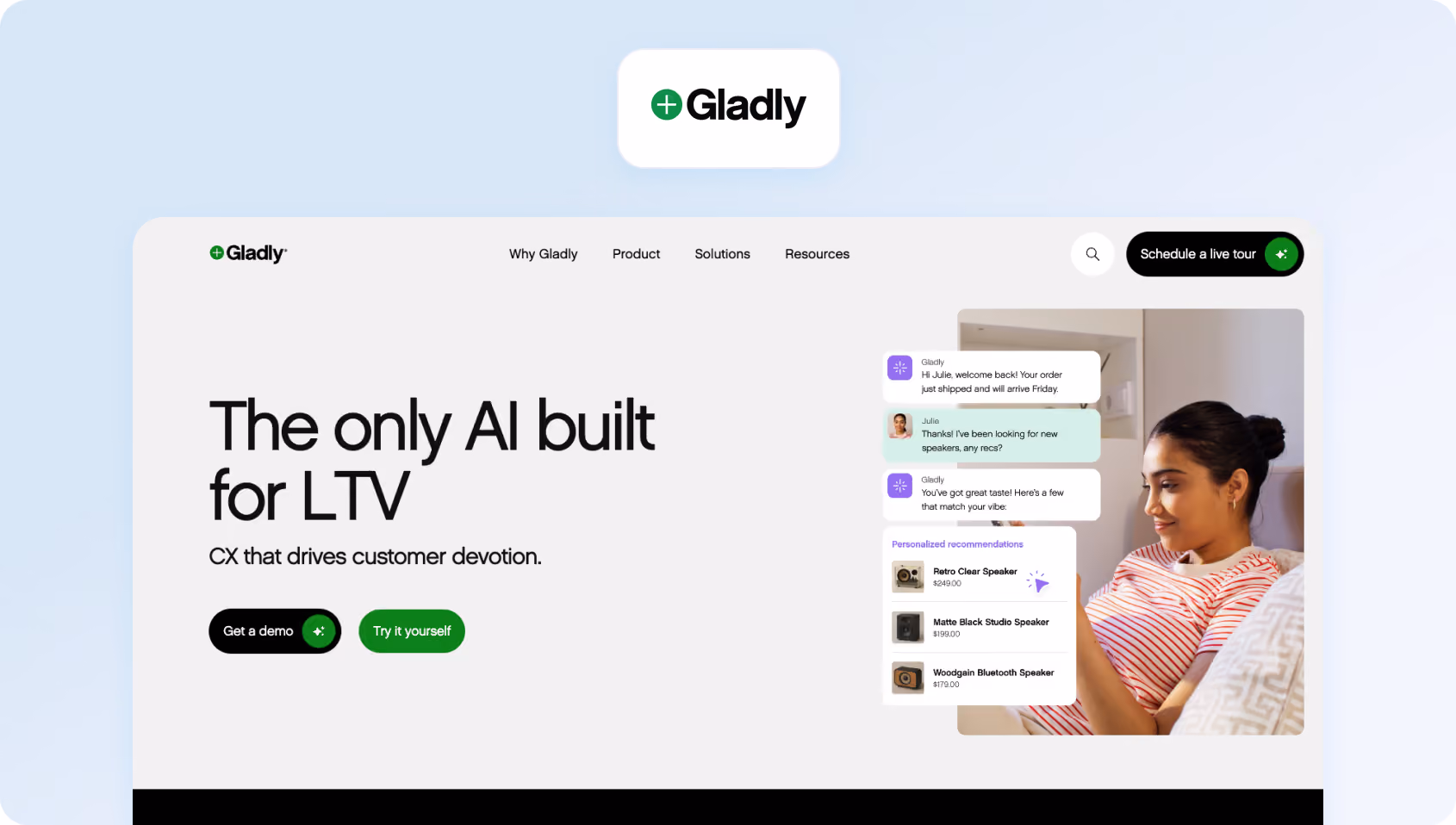 Gladly homepage