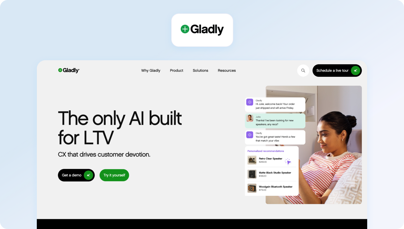 Gladly homepage