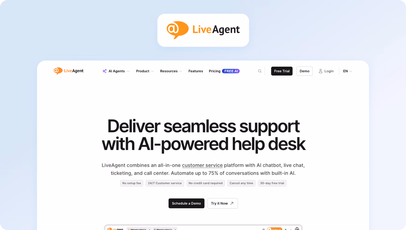 LiveAgent homepage