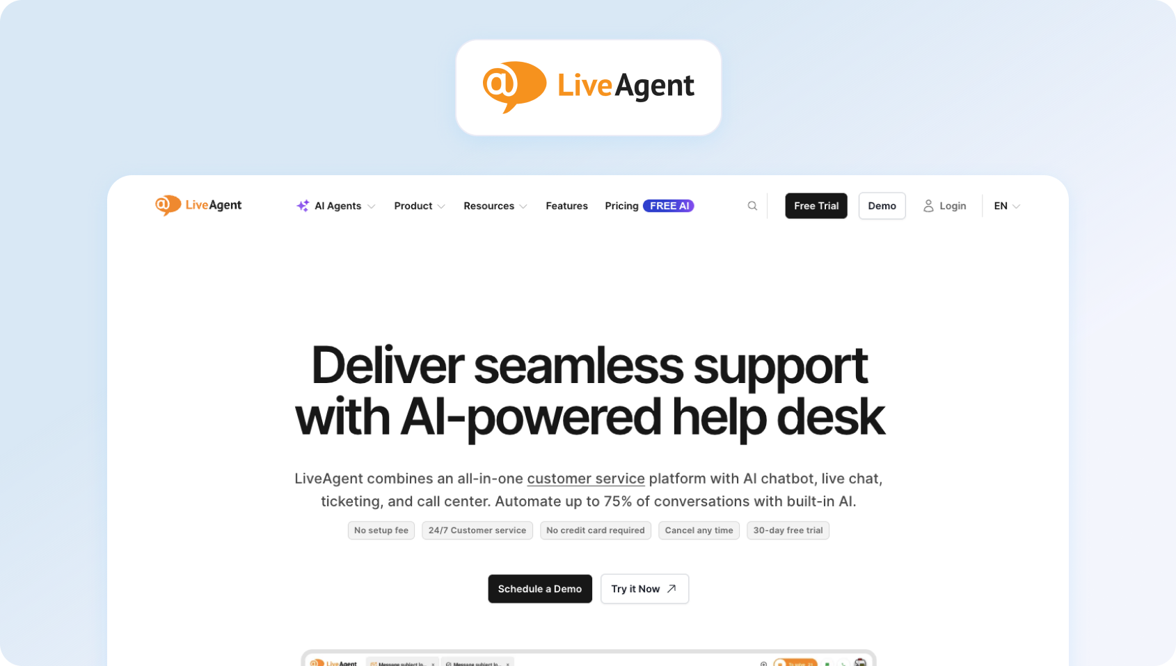 LiveAgent homepage