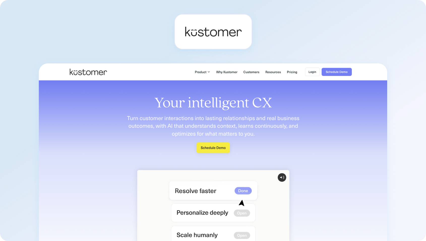 Kustomer homepage