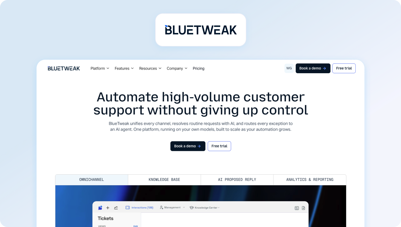 BlueTweak homepage