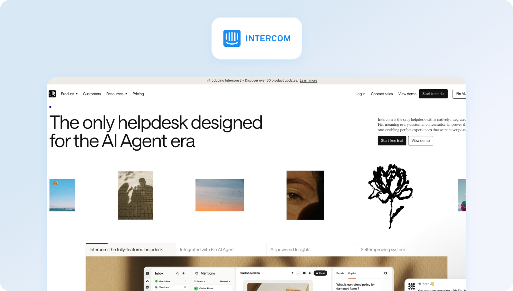 Intercom homepage